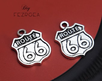 20PCS Antique silver Route 66 charms. USA pendants. CM010