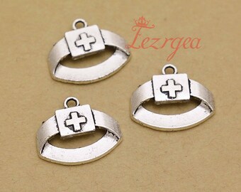 20PCS Antique silver Nurse cap charms. Nurse pendants. DH9944