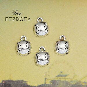 30PCS--15x11mm, Antique silver Baseball charms.Sports ball pendants.