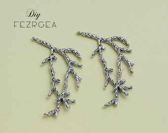 10PCS--52x30mm, Antique silver Branch charms. Link Twig Branch pendants.