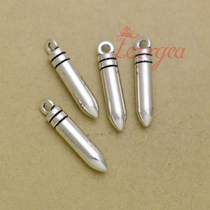10PCS Antique silver  Bullet charms.3d Bullet pendants. CY272