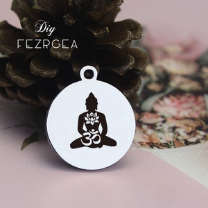 Encanto de acero inoxidable yoga, encantos de loto personalizados, encantos personalizados / colgantes, encantos de brazalete de collar