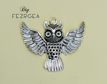 3PCS Antique silver Large Owl charms.Bird  pendants. CY044