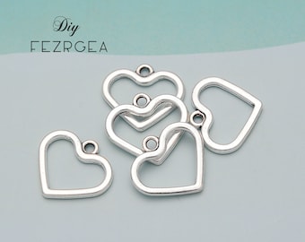 25 SZTUK--17 x 19 mm Antyczne Srebrne Otwarte Puste Zawieszki Serca Do Tworzenia Biżuterii DIY Znajdowanie Materiałów Akcesoria