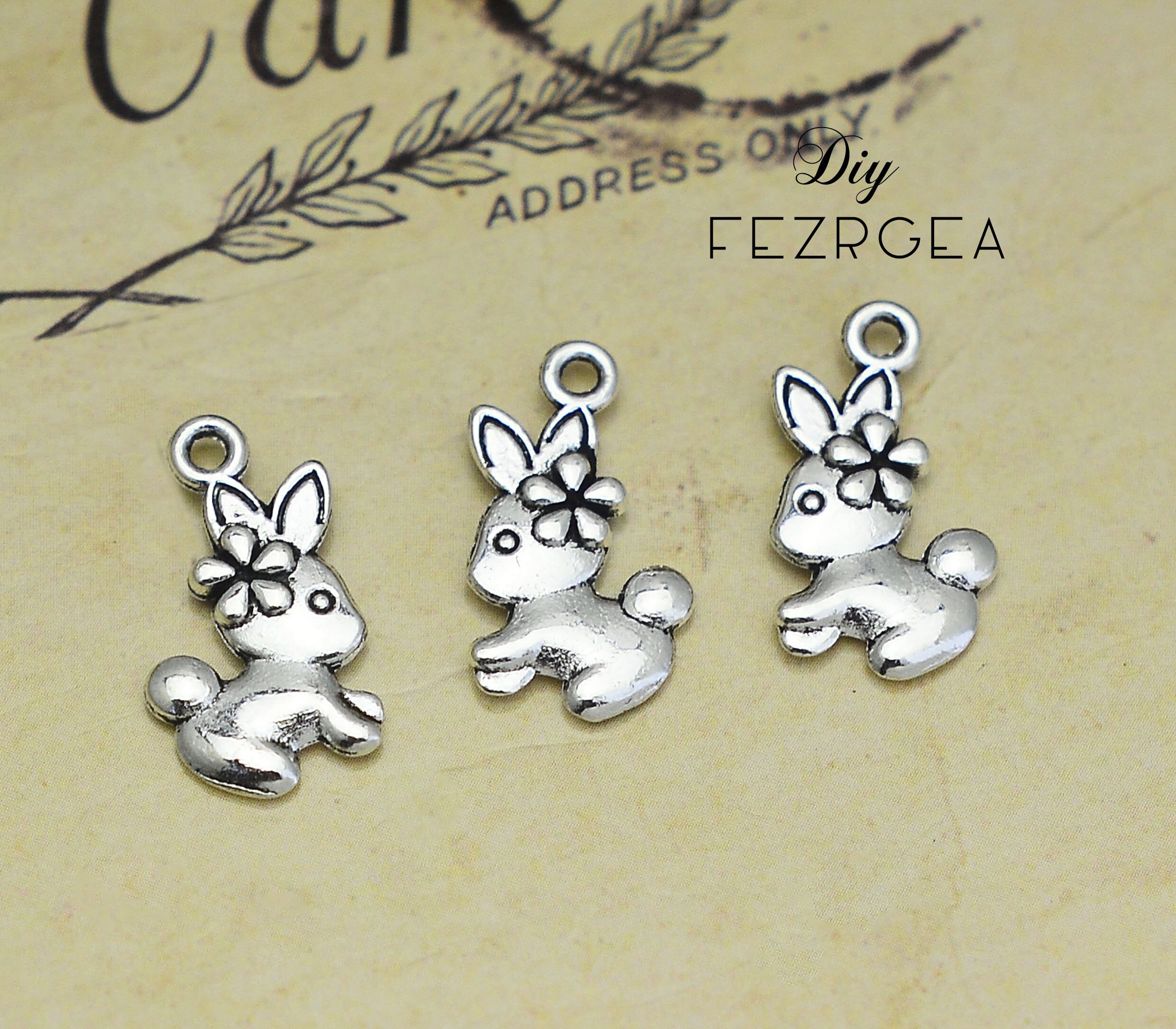40PCS Antique Silver Rabbit CY014