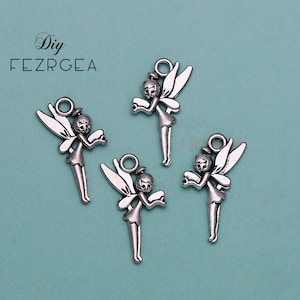 25PCS--25x12mm, Antique silver Angel charms. Fairy pendants.