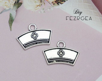 30PCS Antique silver Nurse cap charms. Nurse pendants. CM090