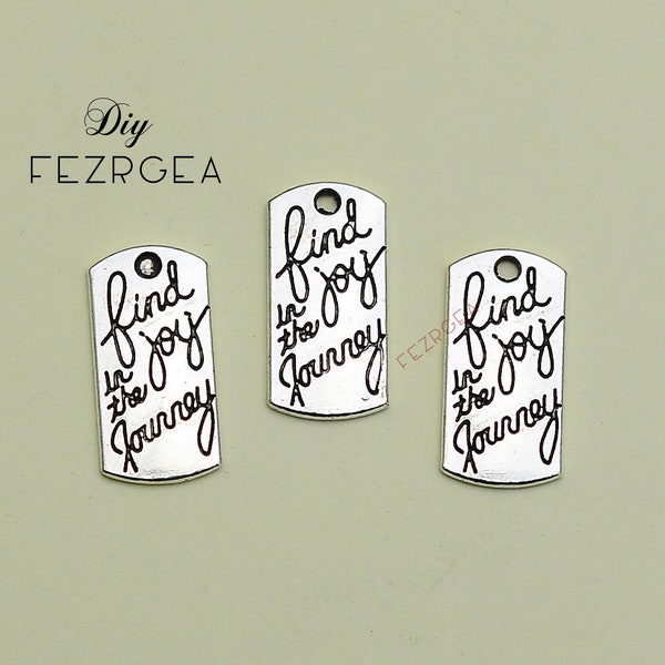 20PCS--21x10mm, Antique silver Find joy in the journey charms.Letters or word pendants.
