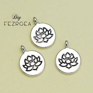 20PCS Antique silver Lotus flower charms. Lotus flower pendants. DH9909