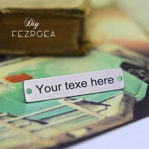 Personalized Stainless Steel Charm, Laser Engraved, Choose Your Font and image Options Rectangle connector, necklace connector.