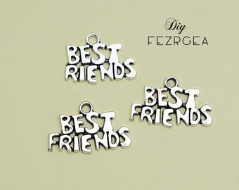 20PCS--25x16mm, Antique silver Words Best Friends charms.Word pendants.