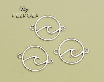 25 PCS--26x20mm, Antik Silber Meer Welle Stecker Charms. Ozean-Welle-Anhänger.
