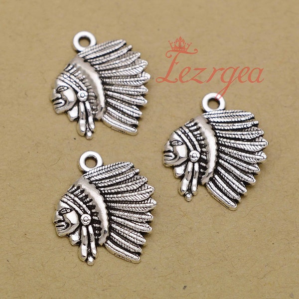 25PCS Antique silver Indian charms. Indian Native pendants. DH9943