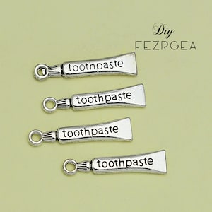 25 PCS--28x7mm, Antik Silber Zahnpasta Charms. Zahnpasta Anhänger.