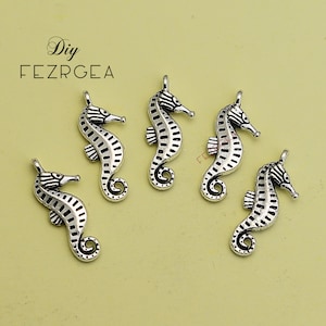 30PCS--22x10mm, Antique silver Hippocampus Charms.Sea life pendants.
