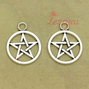 25PCS Antique silver Pentagram charms. Five-pointed Star  pendants. CY328