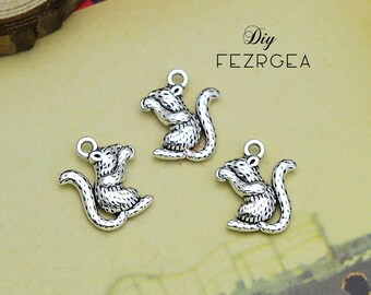 20PCS--14x17mm, antico argento scoiattolo di Natale charms.3D Scoiattolo charms ciondoli animali.