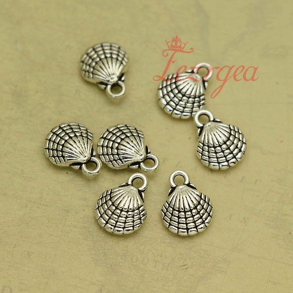 30PCS Antique silver  Shell  charms. Seashore Seashell pendants. CY439