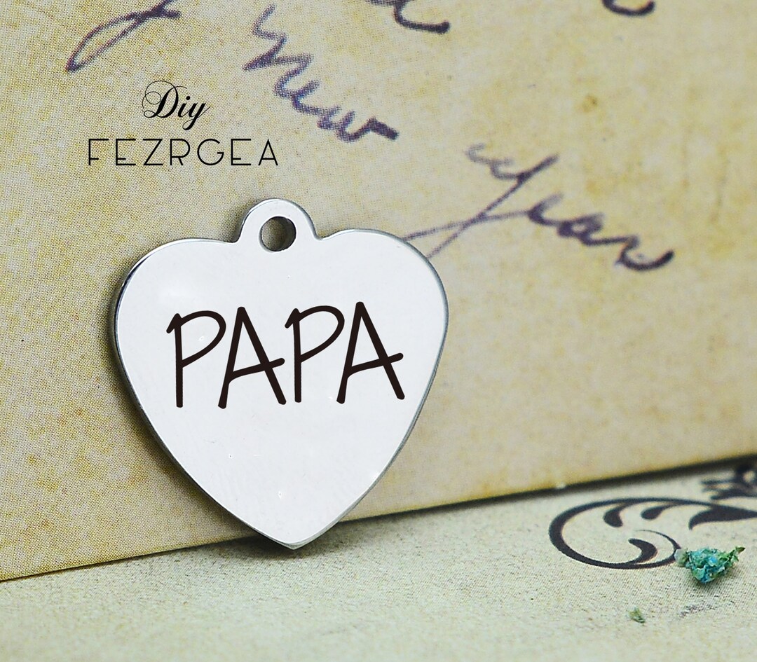 Papa Stainless Steel Charm,personalized Papa Engraved Charms,bangle ...