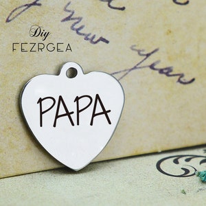 Papa encanto de acero inoxidable, personalizado Papa grabado encantos, encantos de la explosión