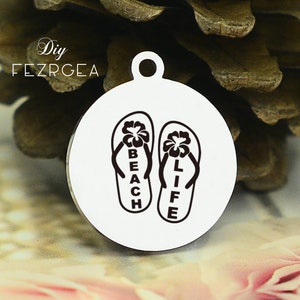 Playa vida acero inoxidable encanto, zapatillas personalizadas encantos, encantos personalizados / colgantes, collar brazalete encantos