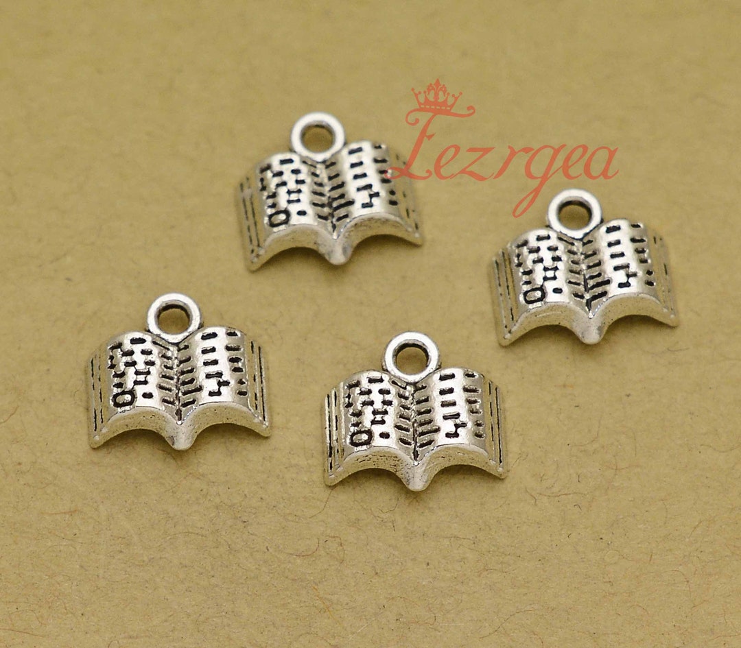 thumbnail image 2 of Xanadu Designs Book Charms – 26mm Antiqued Silver Plated Pendants (Bulk: 5, 10, 20 PCs) C9524 2 of 4