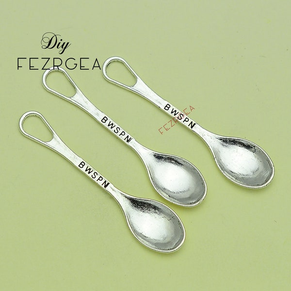 30PCS--51x11mm, Antique silver spoon charms.Tableware pendants.