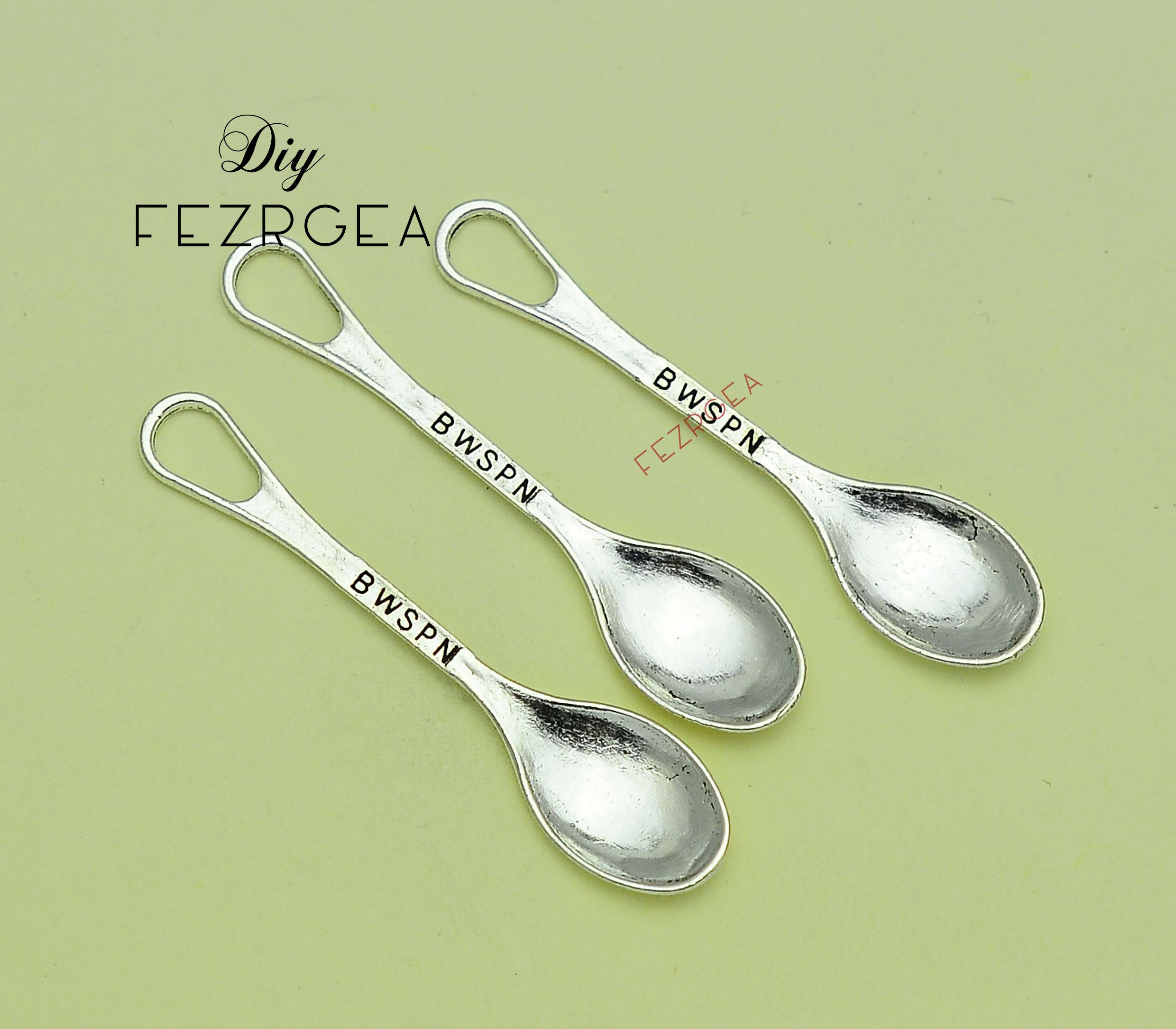 30pcs--51x11mm, Antique Silver Spoon Charms.tableware Pendants. - Etsy