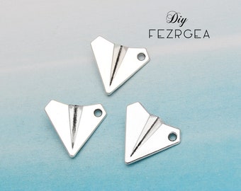 30 ST - 18 x 19 mm Antik Silver Pappersflygplan Berlock, Hänge för Smyckestillverkning
