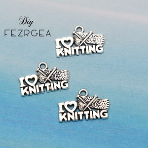 20pcs--20x12mm Antique Silver Color I Love Knitting Charms For Jewelry Making Jewelry Findings