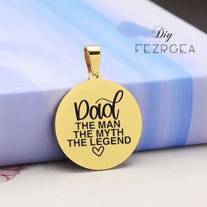Papá Encanto de acero inoxidable,Personalizado Papá el hombre el mito la leyenda Amuletos grabados,Amuletos personalizados / colgantes,Collar Llavero colgante 02
