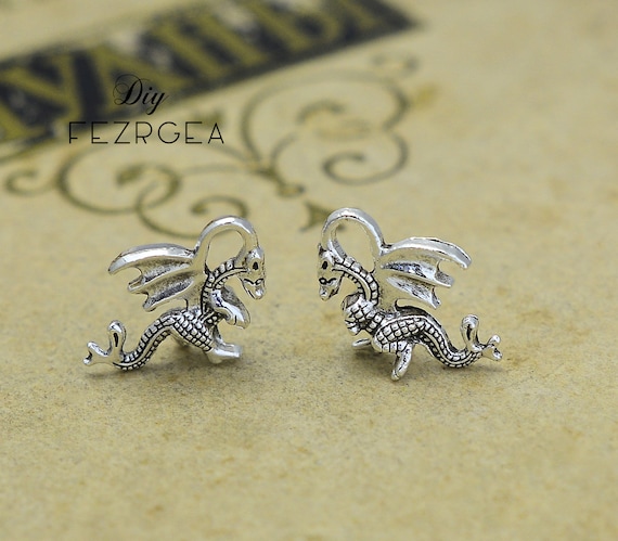 30PCS Antique silver Fly Dragon charms.3D Animals pendants. CY07133