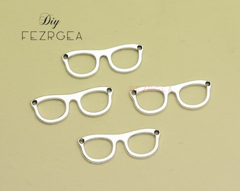 35PCS--29x10mm, Antique silver Eyeglasses Charms.Spectacles Charm Glasses pendants. CY312