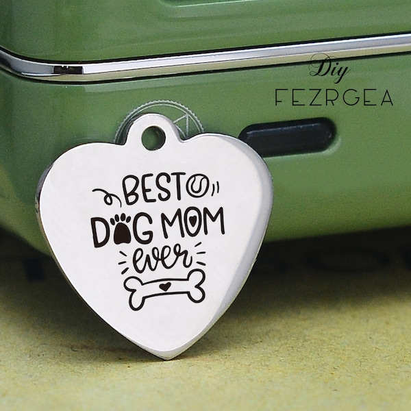 Best dog mom ever Stainless Steel Charm,Personalized dog bone Laser Engraved Charms,Custom charms,Necklace Bangle Charms