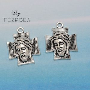 8Stk--28x22mm Kreuz Anhänger für Schmuckherstellung Jesus Kreuz Charms Religiöse Kreuz Anhänger