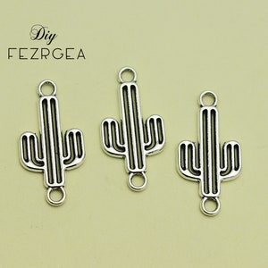 30PCS--27x13mm, Antique silver Cactus connector charms.Jamaica Cactus 2 Sided  pendants.
