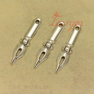 20st antieke zilveren Pen Nib charmes. Vulpen hangers. CY410