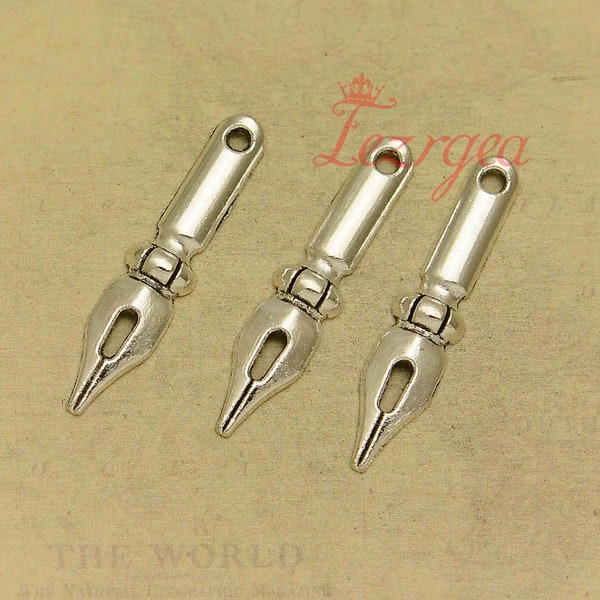 20PCS Antique silver Pen Nib charms. Fountain Pen pendants. CY410