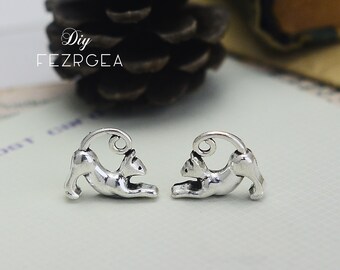 15PCS Antique silver Cat Charms .3D pet charm Cat Charms  animal pendants. CY083110