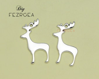 トナカイ 鹿の頭チャーム 動物チャーム アンティークシルバートーン 44