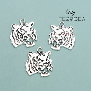10PCS Antique silver tiger charms.Tiger Head Charms animals pendants. CY196