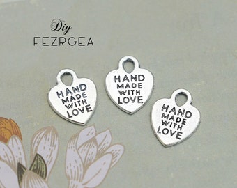 50 PCS Antik Silber mit Liebe Charms.2 Seiten Valentine Word Bulk Anhänger gemacht. CY1767