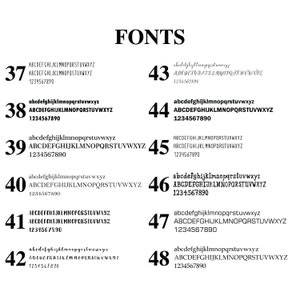 May include: Image showcasing various font styles labeled 37 through 48. Each font is displayed with the alphabet in uppercase and lowercase, along with the numbers 1 through 0. The word "FONTS" is at the top.