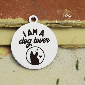 Amuleto de aço inoxidável eu sou um amante de cachorro, amuletos personalizados para animais de estimação, pingentes/amuletos personalizados, pingentes de pulseira de colar