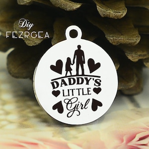 Encanto de acero inoxidable de la niña de papá, papá personalizado y niña grabado encantos, encantos personalizados / colgantes, encantos del brazalete del collar