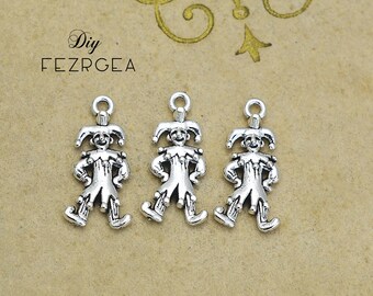 20 PCS antike Silber Narr Charme. 3D Clown Anhänger. CY16123