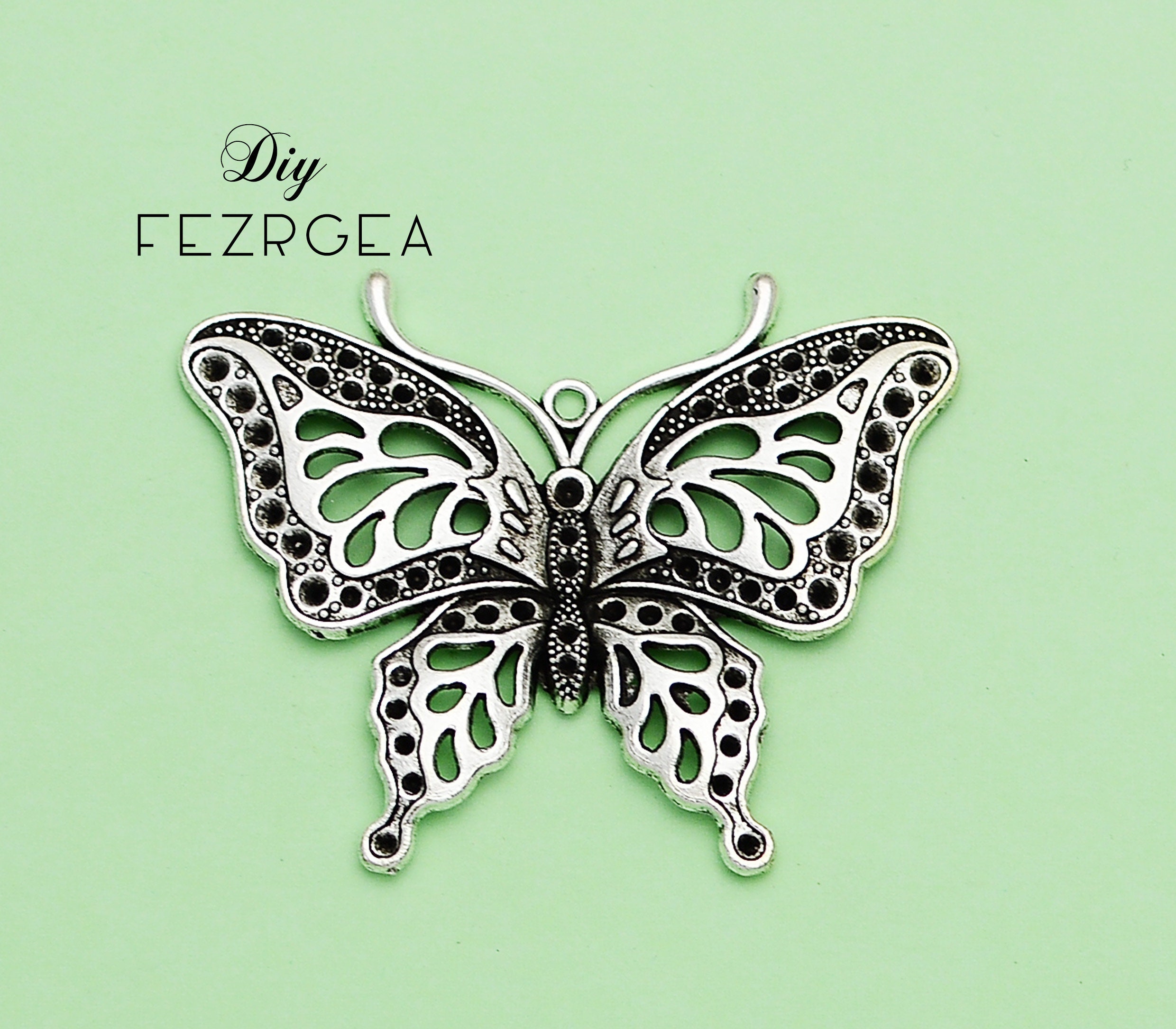 3PCS Antique Silver Large Butterfly Charms. Moth Insect  display picture 1