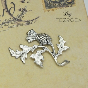 10PCS Antique silver thistle flower Charms. Silver Scottish Thistle Flower Stamping . CA0837