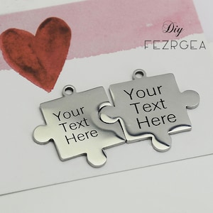 Puzzle jigsaw Custom Stainless Steel Charm,Personalized Laser Engraved Charms,jigsaw Stainless Steel Pendants,Bracelet Charms