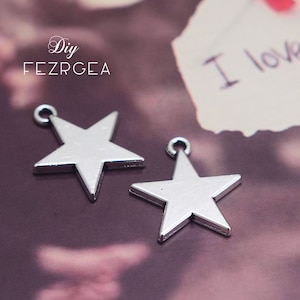 15PCS Antique silver Star Charms.Double Sided  pendants. CY1370